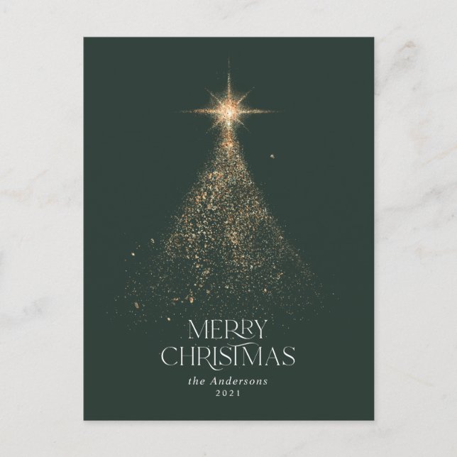 Gold glitter sparkle gree modern Christmas Holiday (Front)