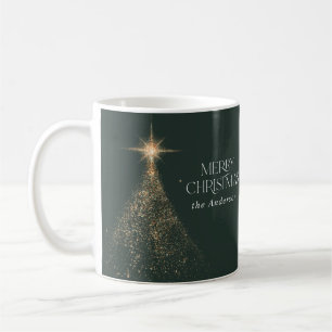 Gold glitter sparkle green modern Christmas photo Coffee Mug
