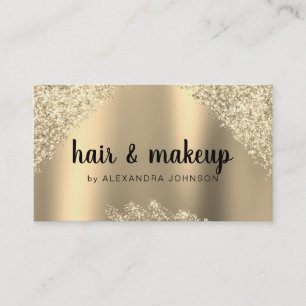 Gold Glitter Sparkle Hair Makeup Business Card