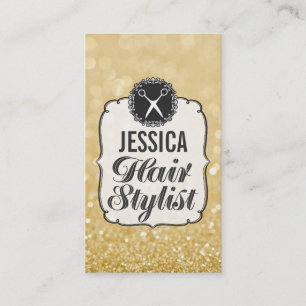 GOLD Glitter Sparkle Hair Stylist Appointment Card