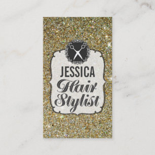 GOLD Glitter Sparkle Hair Stylist Appointment Card