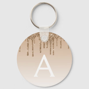 Gold Glitter & Sparkle Luxury Monogram Key Ring