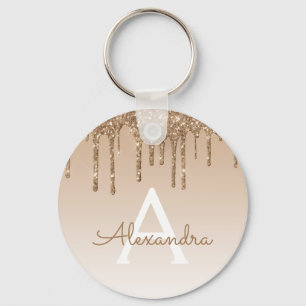 Gold Glitter & Sparkle Luxury Monogram Key Ring