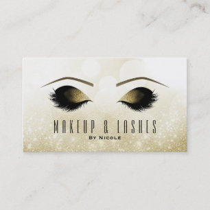 Gold Glitter Sparkle Makeup Eyelashes Beauty Spa Business Card