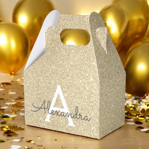Gold Glitter & Sparkle Monogram Favour Box