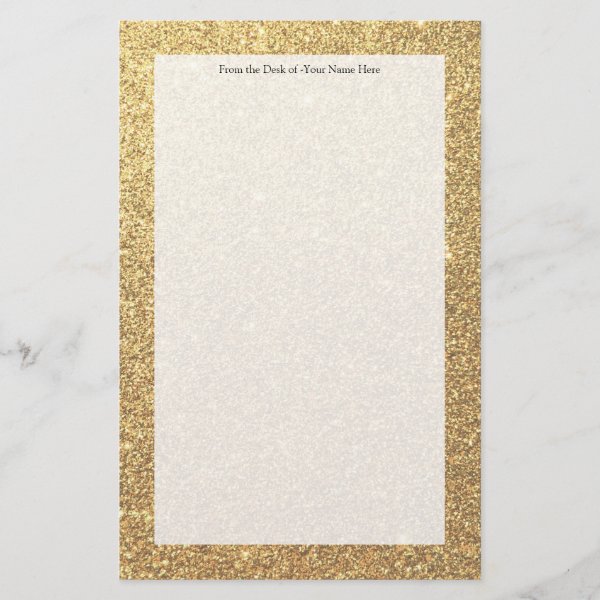 Gold Glitter Personal Stationery | Zazzle UK