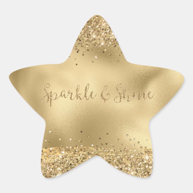 Gold Glitter Sparkle      Star Sticker (Front)
