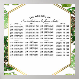 Gold Glitter Sparkle Tropical Leaves Seating Chart