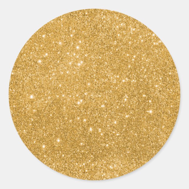 Gold Glitter Sparkles Classic Round Sticker (Front)