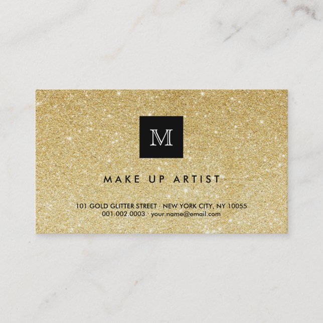 Gold Glitter Sparkles Modern Hip Chic Profile Card (Front)