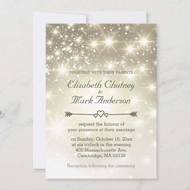 Gold Glitter Sparkles Wedding Invitation (Front)