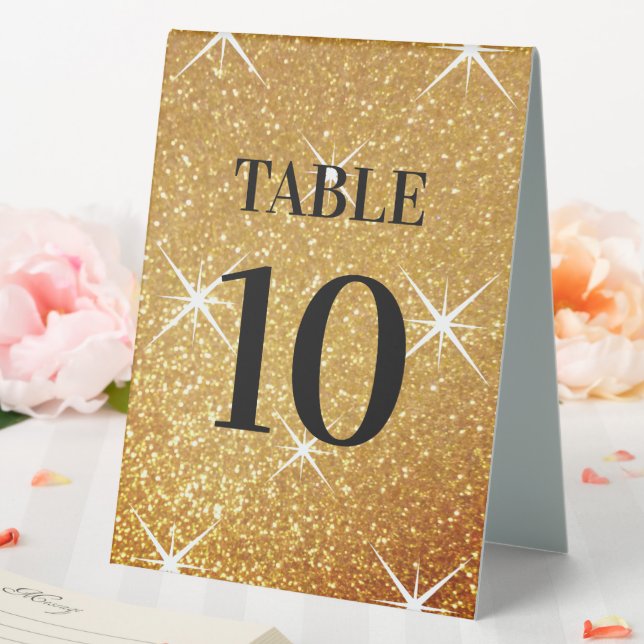 Gold glitter sparkling custom table number wedding (In SItu (Wedding))