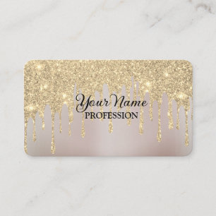 Gold Glitter Sparkling Drips Business Card