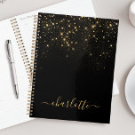 Gold Glitter Sparkling Elegant Glamourous Script Planner<br><div class="desc">Create your own personalised black and gold diamond sparkle planner with your custom modern handwritten script name.</div>