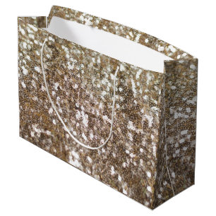 Gold Glitter Sparkling Glam Girly Glitzy Large Gift Bag