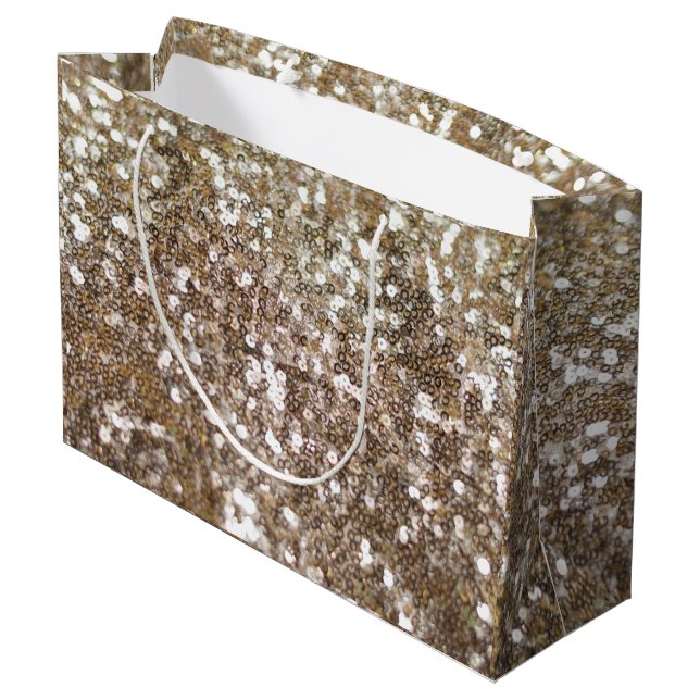 Gold Glitter Sparkling Glam Girly Glitzy Large Gift Bag (Back Angled)