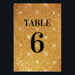 Gold glitter sparkling wedding table number card<br><div class="desc">Gold glitter glamourous wedding table number card. Custom table signs for party seating and more. Beautiful golden colour table decor for classy wedding reception. Help quest find their table and seats quickly. Trendy table decor and decorations. Elegant typography template with stylish lettering. Faux glittery sparkles print with elegant numbering. Double...</div>