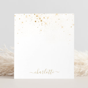 Gold Glitter Sparkly Elegant Glamourous Script Notepad