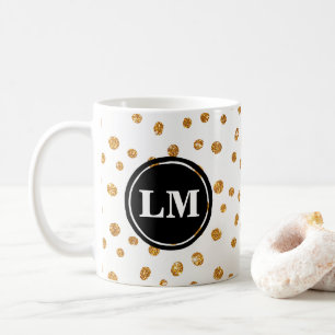 Gold Glitter spot Monogram mug