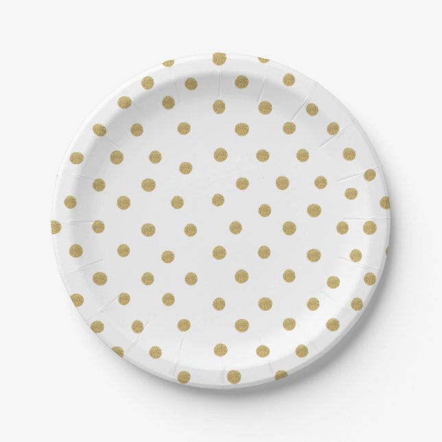 Gold Glitter Spots Paper Plate (Front)