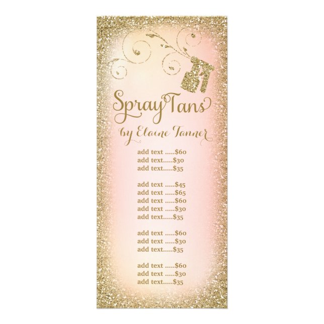 Gold Glitter Spray Tan Rack Card (Front)
