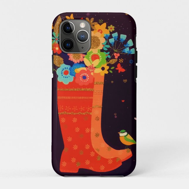 Gold Glitter Spring Bird Flowers Butterfly Blossom Case-Mate iPhone Case (Back)