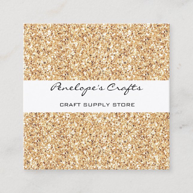 Gold Glitter Square Business Card (Front)