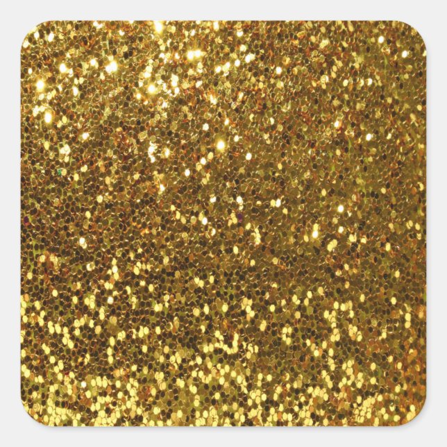 Gold Glitter Square Sticker (Front)