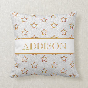 Gold Glitter Star Monogram Pillow