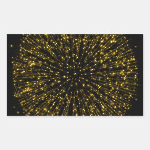 Gold Glitter Starburst Sunburst Firework Sparkle Rectangular Sticker
