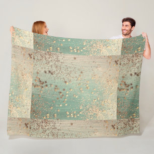 Gold Glitter Stardust on Sea Green Whimsical  Fleece Blanket