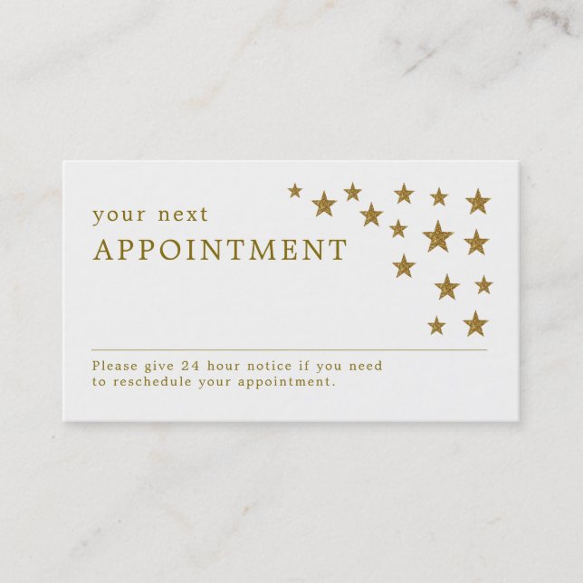 Gold Glitter Stars Appointment Card (Front)