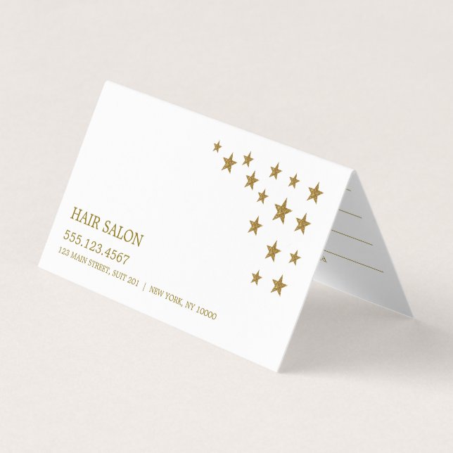 Gold Glitter Stars Appointment Card (Front)