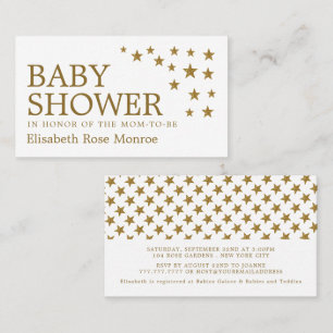 Gold Glitter Stars, Baby Shower Ticket Invitation