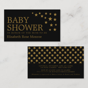 Gold Glitter Stars, Baby Shower Ticket Invitation