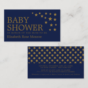 Gold Glitter Stars, Baby Shower Ticket Invitation