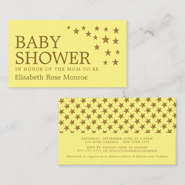 Gold Glitter Stars, Baby Shower Ticket Invitation (Front/Back)