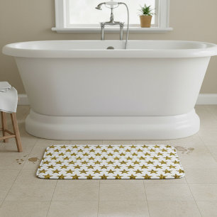 Gold glitter stars  bath mat