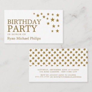 Gold Glitter Stars, Birthday Party Ticket