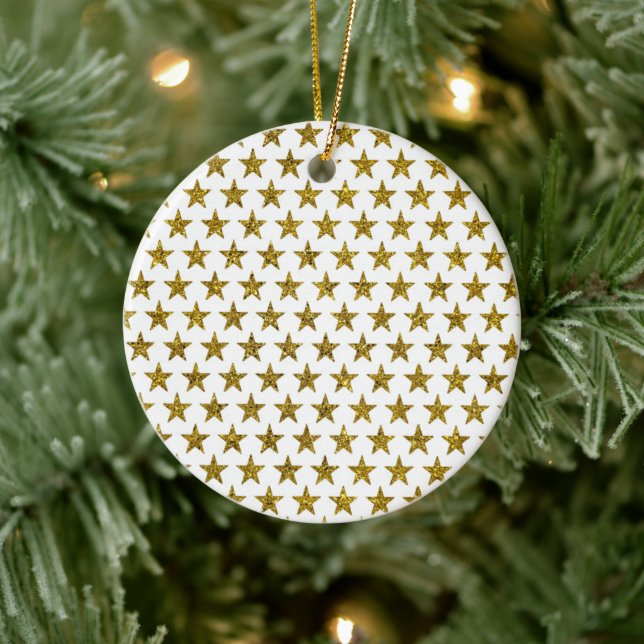 Gold glitter stars  ceramic tree decoration (Tree)