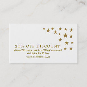 Gold Glitter Stars, Discount Voucher Card