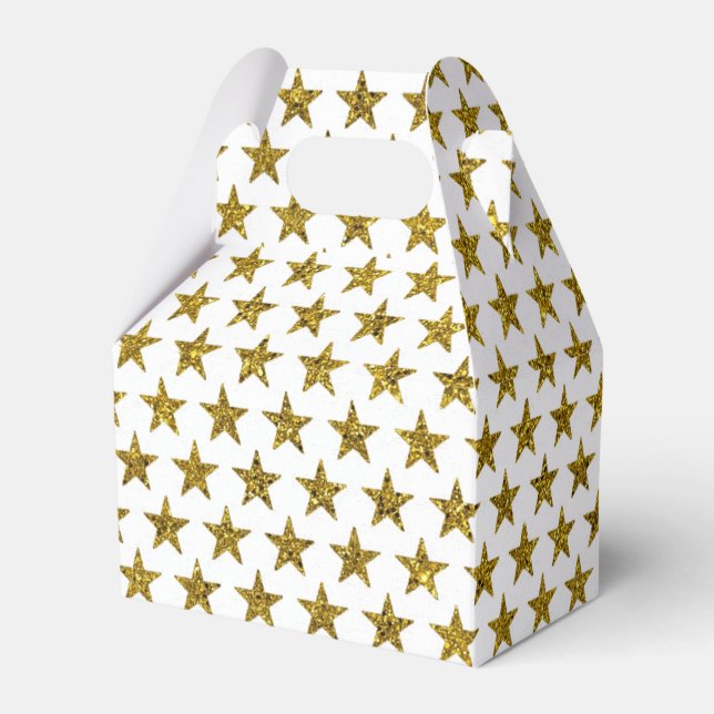 Gold glitter stars  favour box (Front Side)