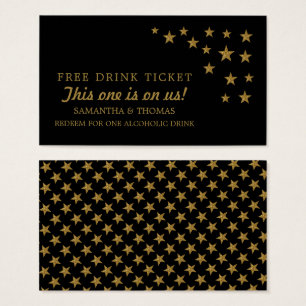 Gold Glitter Stars Free Drink Ticket