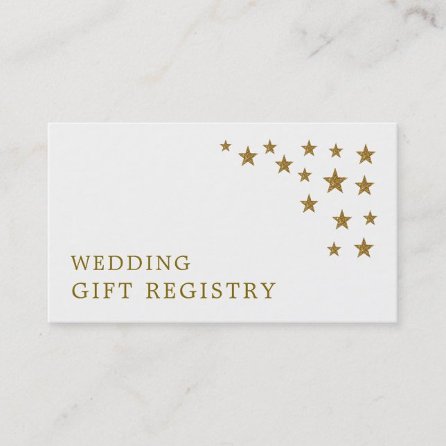 Gold Glitter Stars Gift Registry Card (Front)