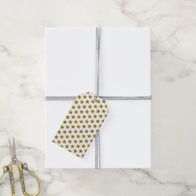 Gold glitter stars  gift tags (With Twine)