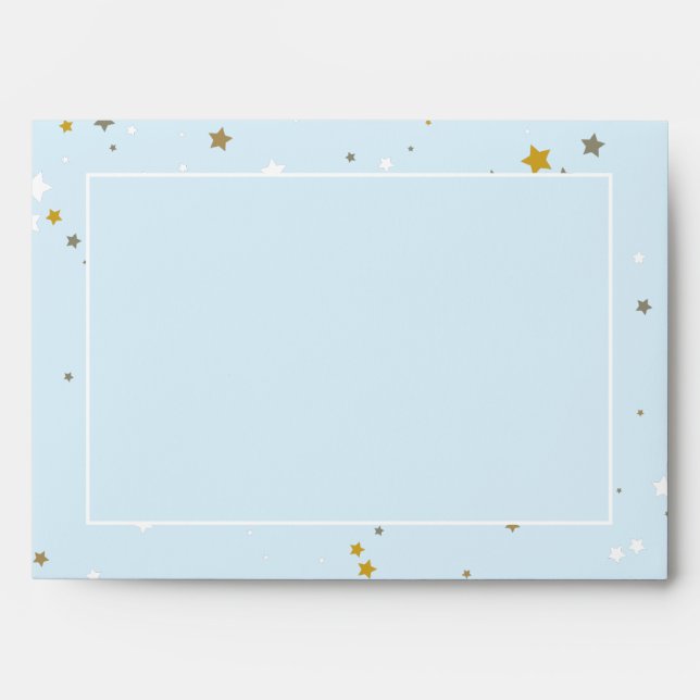 Gold Glitter Stars Girls Birthday Invitation Blue Envelope (Front)