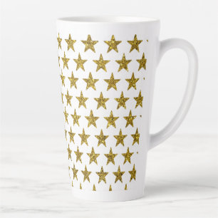 Gold glitter stars latte mug