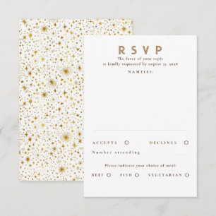 Gold Glitter Stars Modern Wedding RSVP