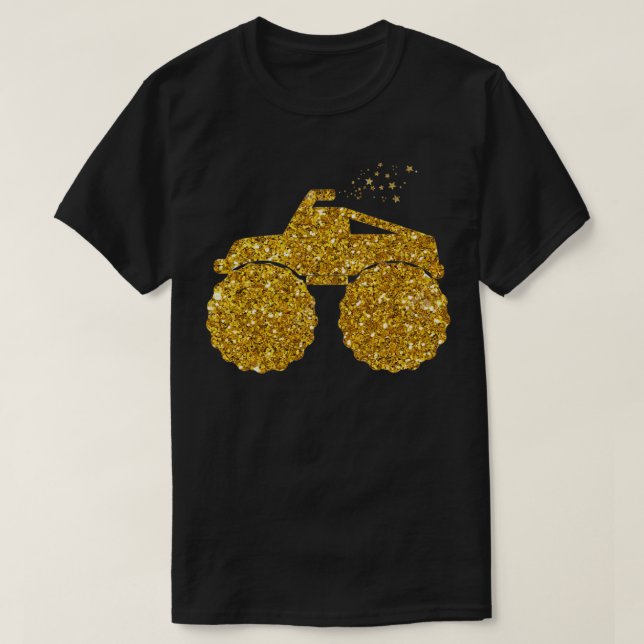 Gold Glitter Stars monster truck T-Shirt (Design Front)