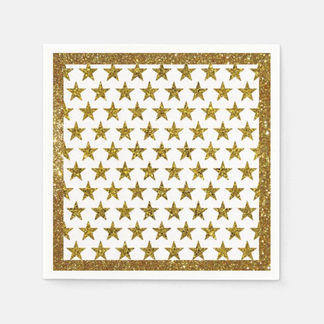 Gold glitter stars  napkins (Front)